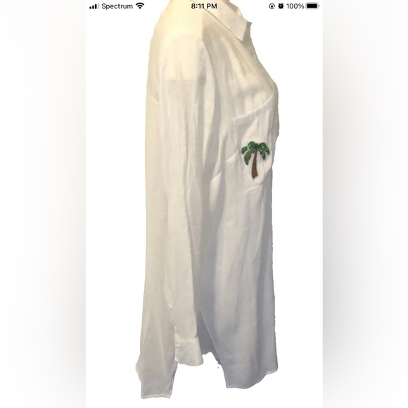 H&M Divided Long Shirt with Applique White Long Sleeve Buttons At cuff Size 14 - Picture 6 of 16